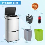 72L Large Capacity Stainless Steel Kitchen Trash Bin with Sensor